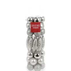 Christmas Decoration Kerstballen - 40 st - zilver - glans-mat-glitter - 6-12 cm