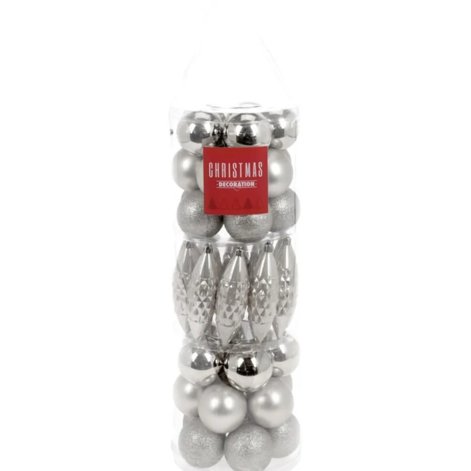 Christmas Decoration Kerstballen - 40 st - zilver - glans-mat-glitter - 6-12 cm