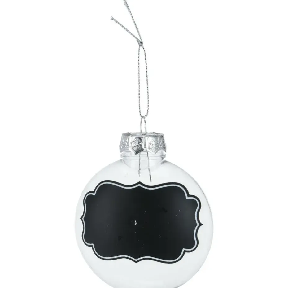 Christmas Decoration kerstballen met krijtvlak -4x 10cm -kunststo