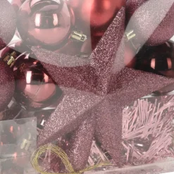 Christmas Decorations kerstballen set - 54-dlg - roze - kunststof