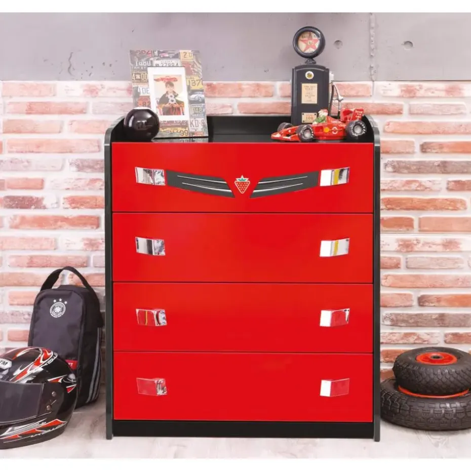 Cilek - Champion Racer - Commode - Kinderladekast - Auto - 42x74x87 cm - Rood