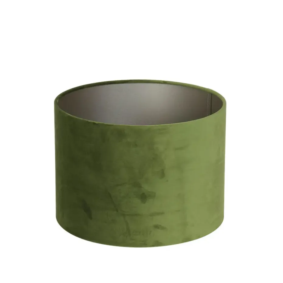 Cilinder Lampenkap Velours - Olive Green - Ø30x21cm