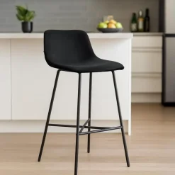 CLP Barkruk Altona zwart Frame - Fluweel - zwart