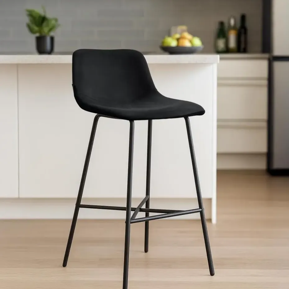 CLP Barkruk Altona zwart Frame - Fluweel - zwart