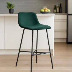 CLP Barkruk Altona zwart Frame - Fluweel - groen