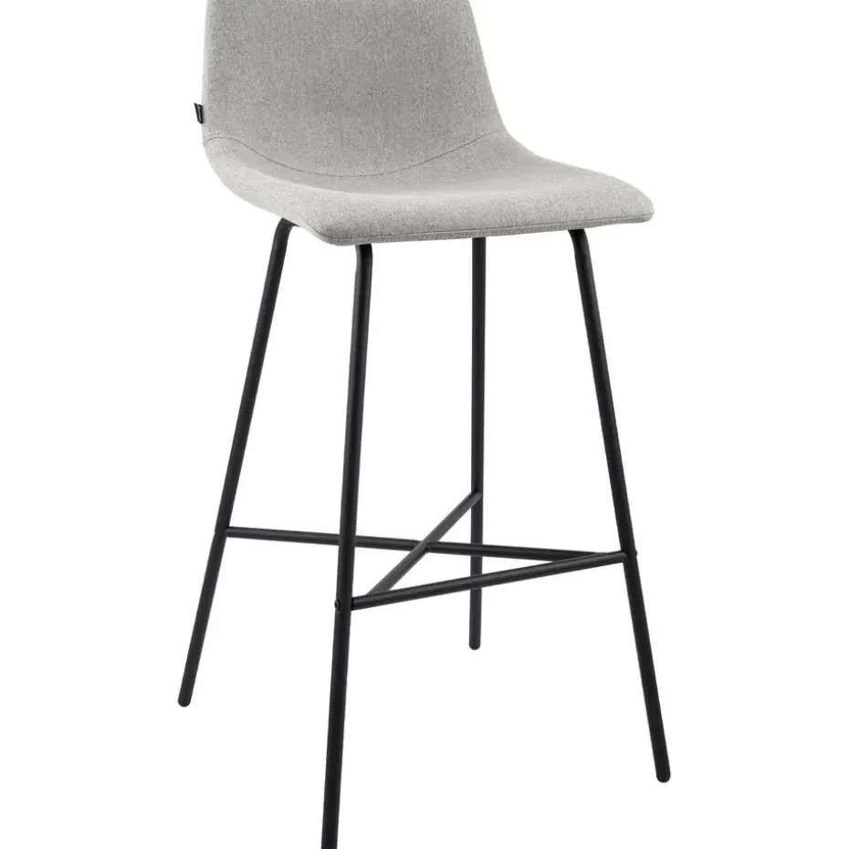 CLP Barkruk Altona zwart Frame - Stof - grijs