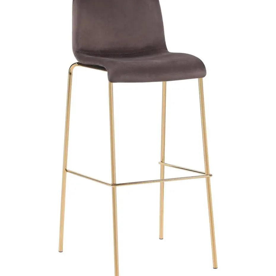 CLP Barkruk Hoover goud Frame - Fluweel - bruin