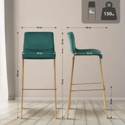 CLP Barkruk Hoover goud Frame - Fluweel - groen