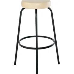 CLP Barkruk Kamari mat zwart Frame - Kunstleer - creme