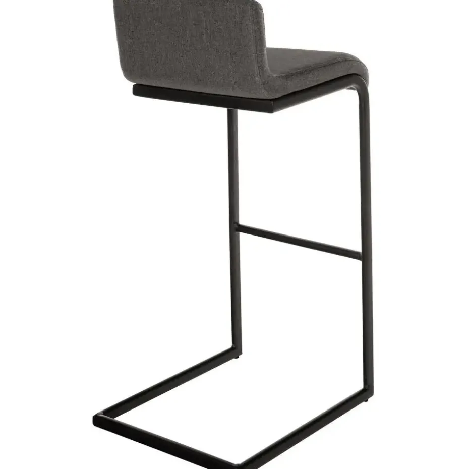 CLP Barkruk Newport zwart Frame - Stof - donkergrijs