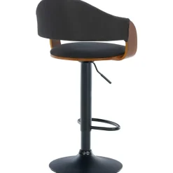 CLP Barkruk Nilse zwart Frame - Stof - walnoot/zwart