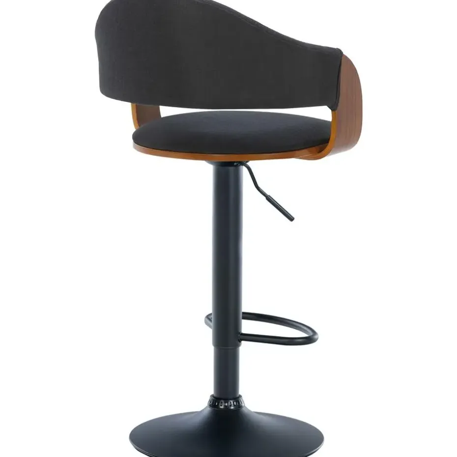 CLP Barkruk Nilse zwart Frame - Stof - walnoot/zwart