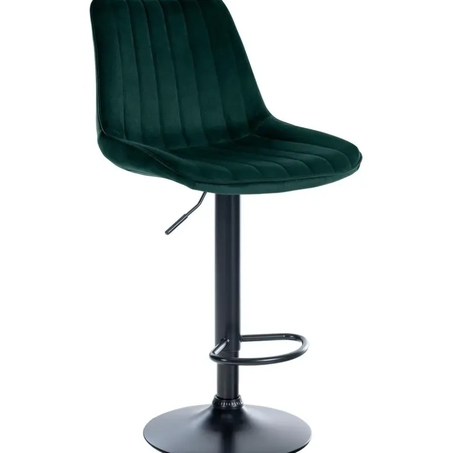 CLP Barkruk Toni zwart Frame - Fluweel - groen