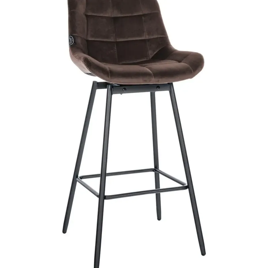 CLP Barkruk Weston zwart Frame - Fluweel - bruin