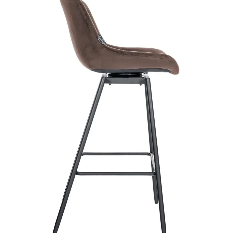 CLP Barkruk Weston zwart Frame - Fluweel - bruin
