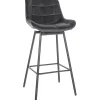 CLP Barkruk Weston zwart Frame - Fluweel - donkergrijs