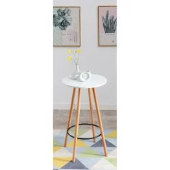 CLP Bartafel Mijas natura (ronde) Frame - Hout - wit