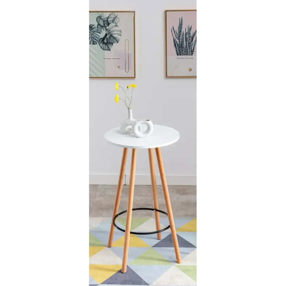 CLP Bartafel Mijas natura (ronde) Frame - Hout - wit