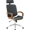 CLP Bureaustoel Dayton walnoot Frame - Kunstleer - walnoot/zwart