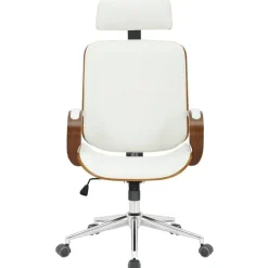 CLP Bureaustoel Dayton walnoot Frame - Kunstleer - walnoot/wit