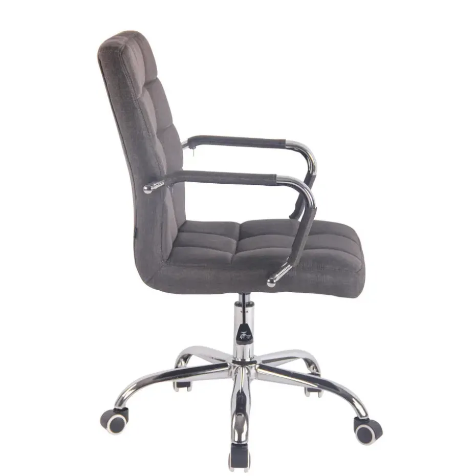 CLP Bureaustoel Deli chroom Frame - Stof - donkergrijs