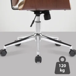 CLP Bureaustoel Kemberg chroom Frame - Hout - walnoot/creme