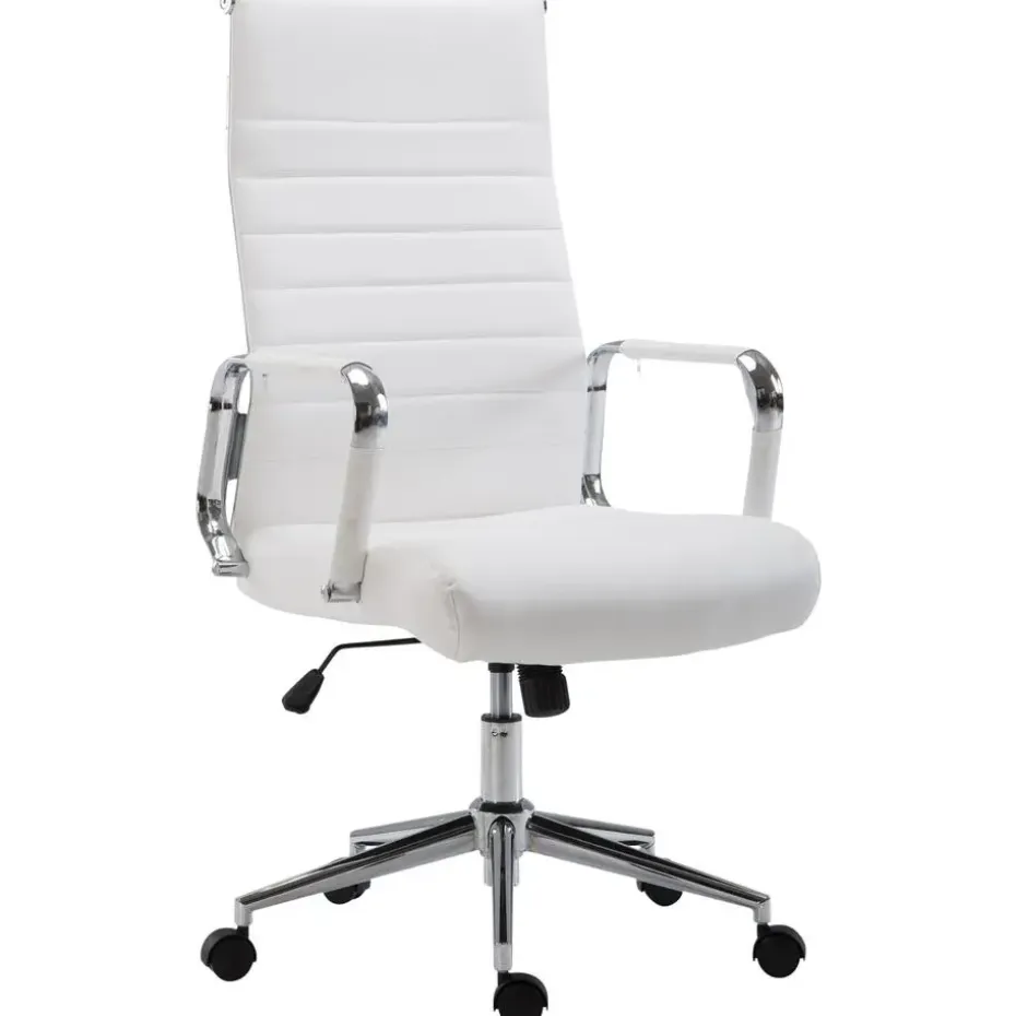 CLP Bureaustoel Kolumbus chroom Frame - Kunstleer - wit