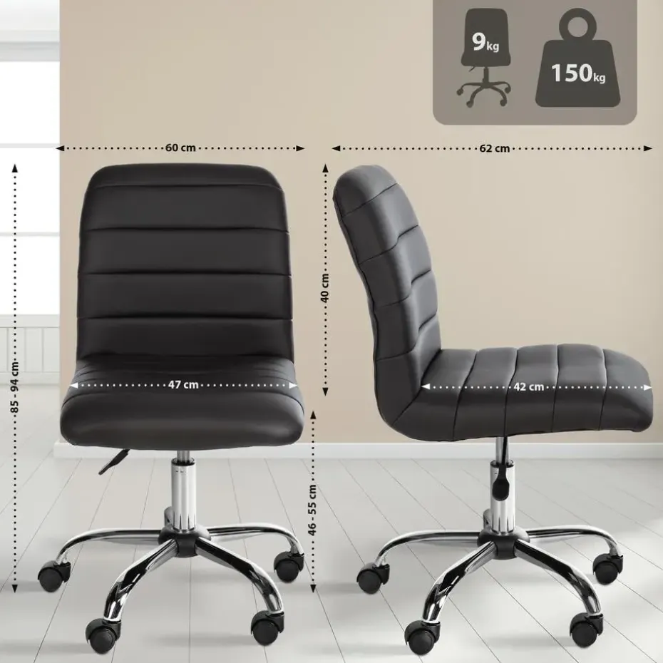 CLP Bureaustoel Redding chroom Frame - Kunstleer - bruin