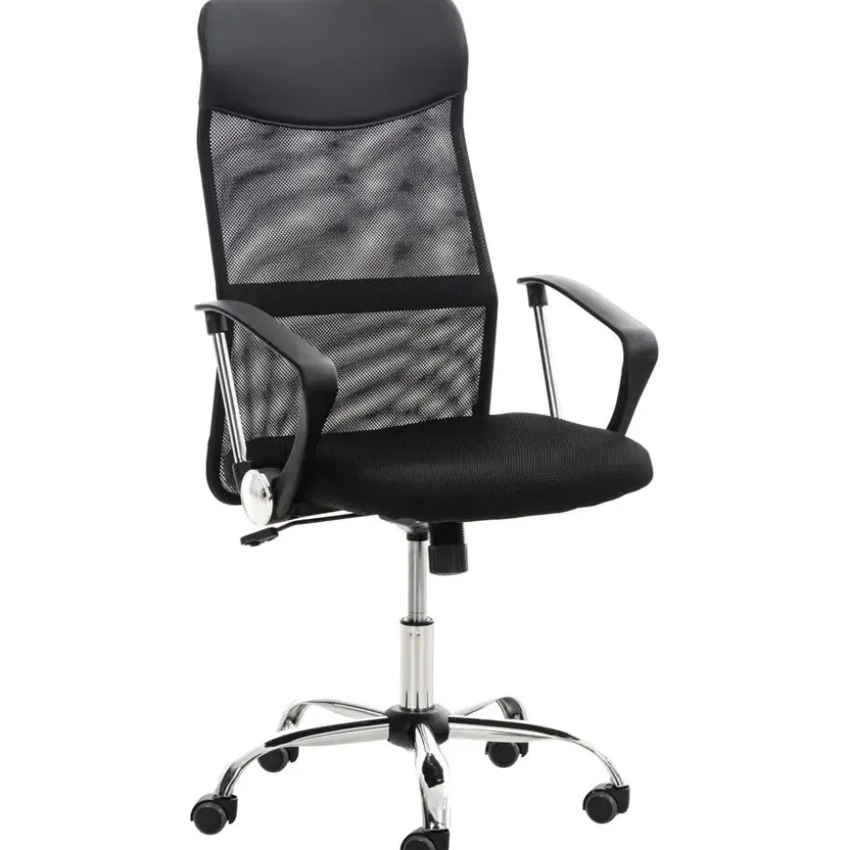 CLP Bureaustoel Washington chroom Frame - Kunstleer - zwart