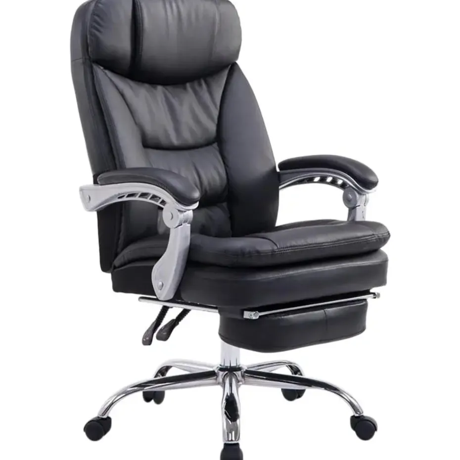 CLP Bureaustoel XL Troy chroom Frame - Kunstleer - zwart