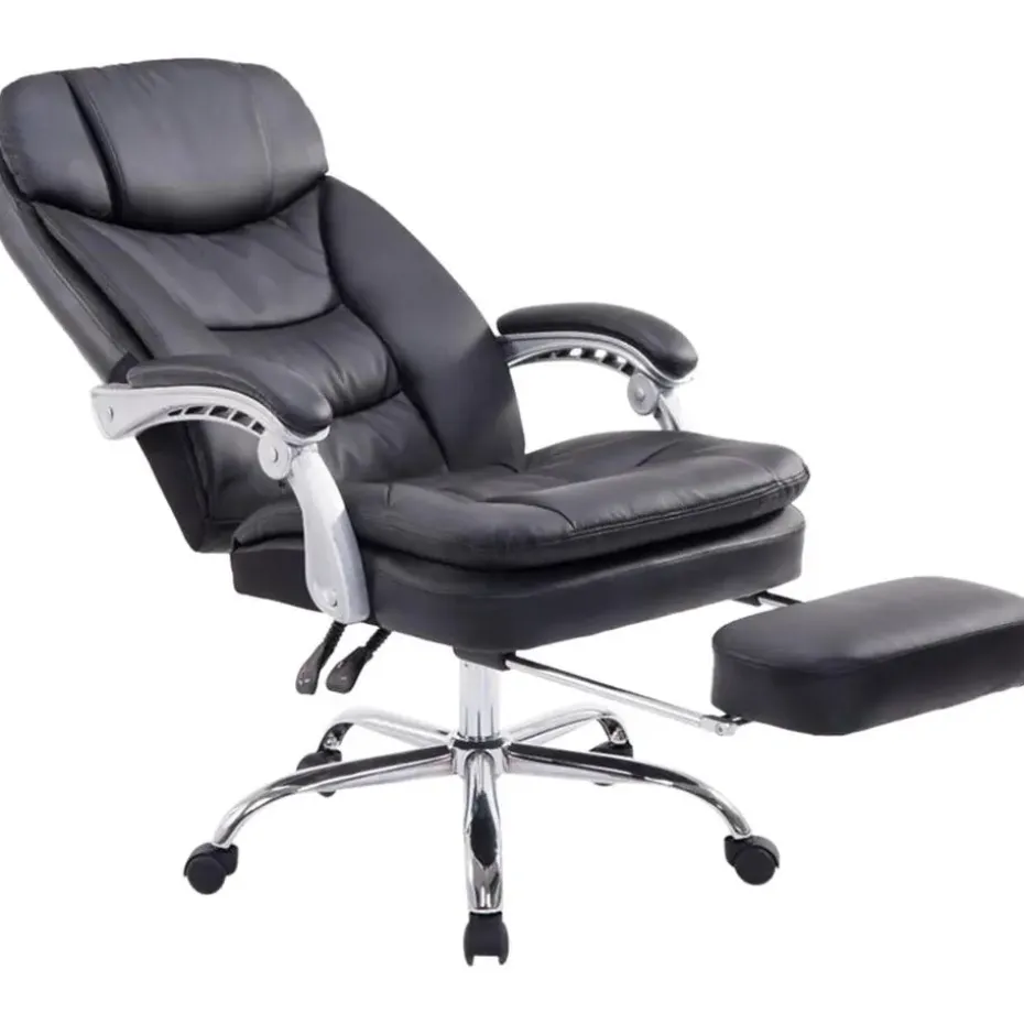 CLP Bureaustoel XL Troy chroom Frame - Kunstleer - zwart