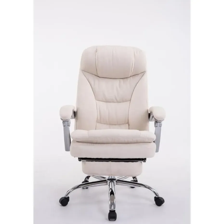 CLP Bureaustoel XL Troy chroom Frame - Stof - creme