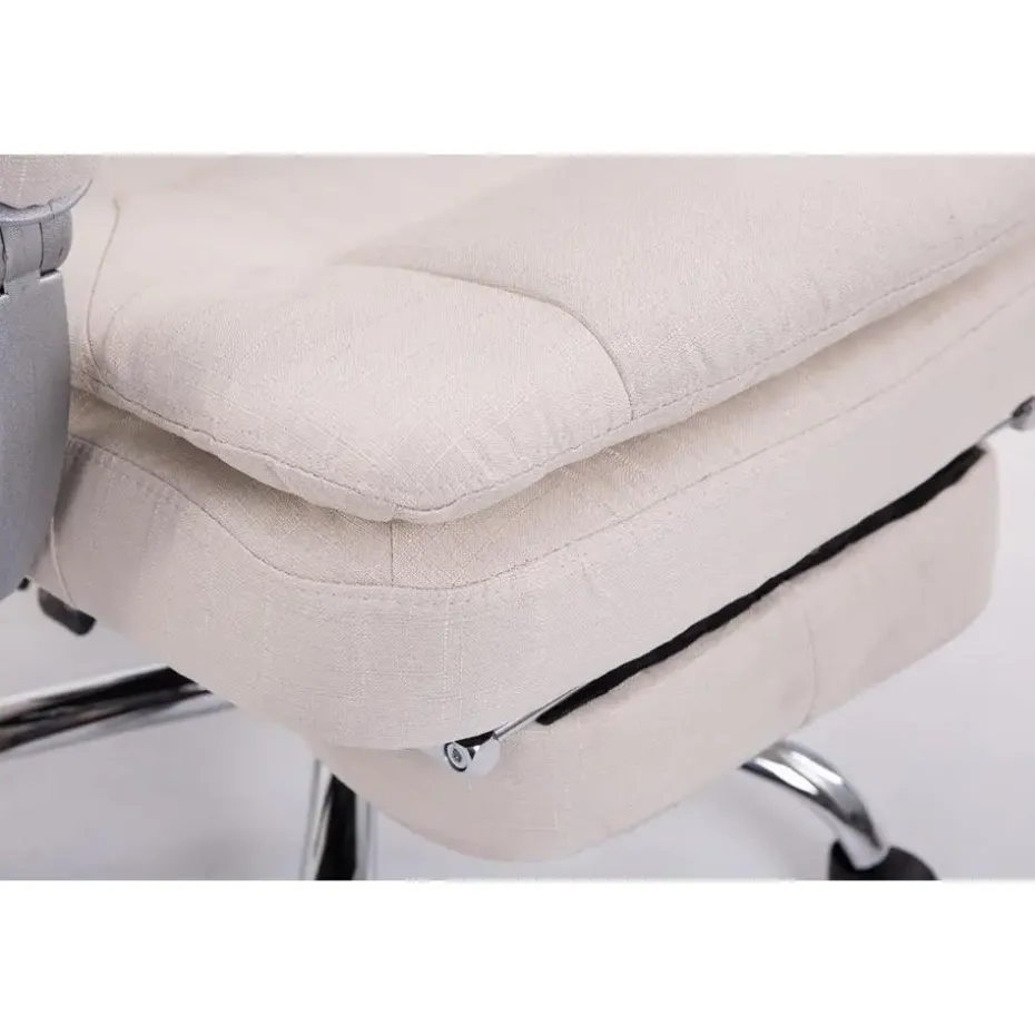 CLP Bureaustoel XL Troy chroom Frame - Stof - creme