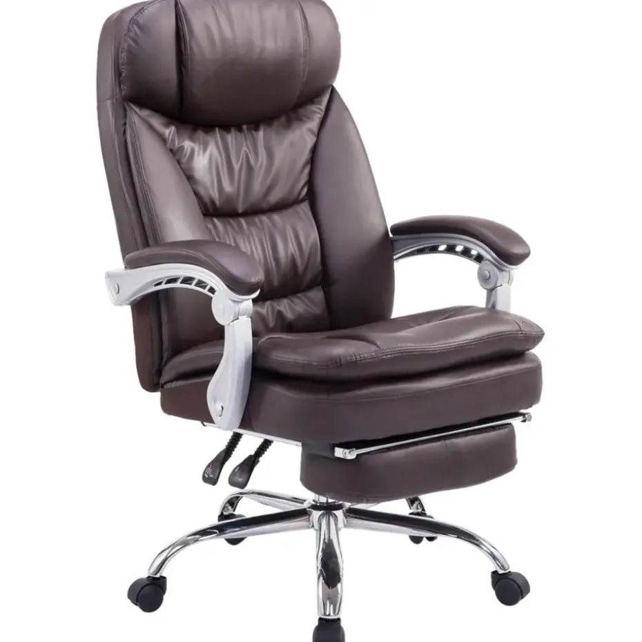 CLP Bureaustoel XL Troy chroom Frame - Kunstleer - bruin