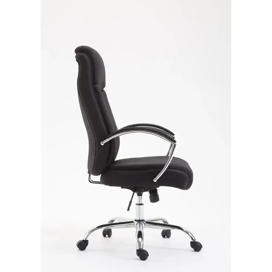 CLP Bureaustoel XL Vaud chroom Frame - Stof - zwart
