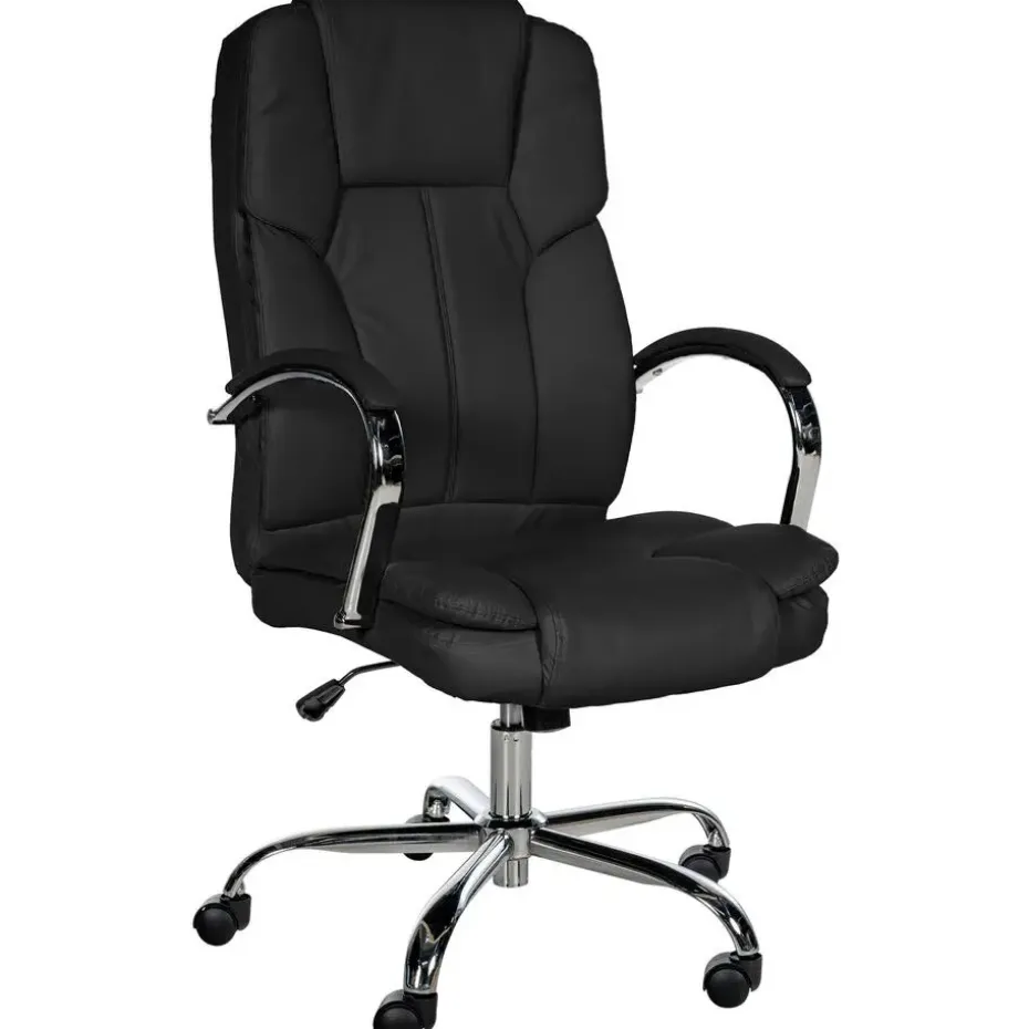 CLP Bureaustoel XXL Xanthos chroom Frame - Kunstleer - zwart