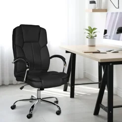 CLP Bureaustoel XXL Xanthos chroom Frame - Kunstleer - zwart