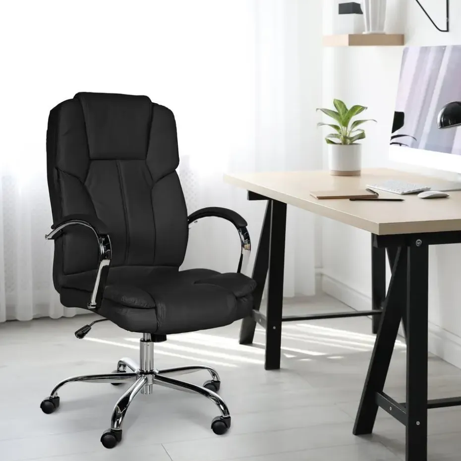 CLP Bureaustoel XXL Xanthos chroom Frame - Kunstleer - zwart