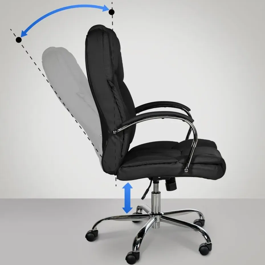 CLP Bureaustoel XXL Xanthos chroom Frame - Kunstleer - zwart