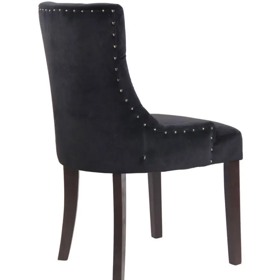 CLP Eetkamerstoel Aberdeen antiek Frame - Fluweel - zwart