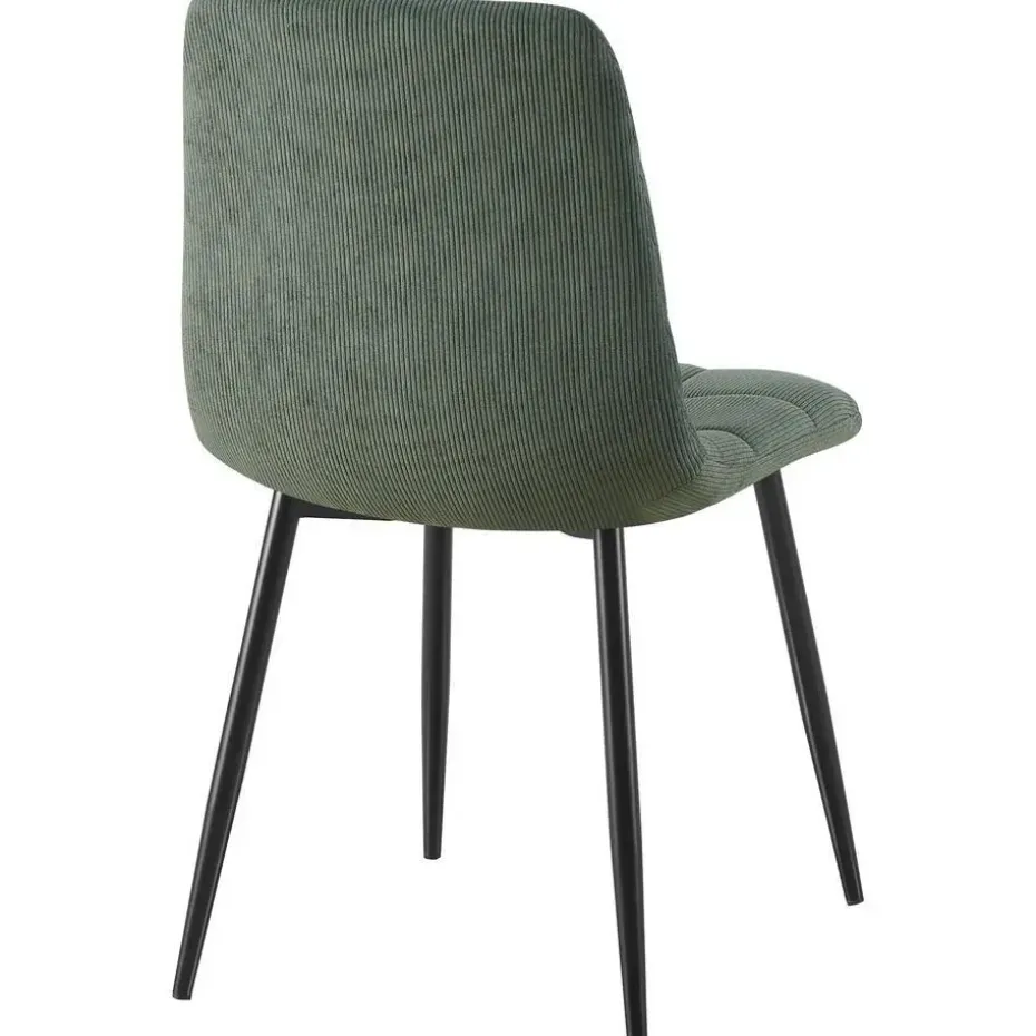 CLP Eetkamerstoel Antibes zwart Frame - Ribstof - groen