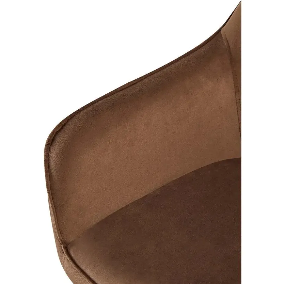 CLP Eetkamerstoel Boise mat zwart Frame - Fluweel - bruin