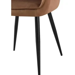 CLP Eetkamerstoel Boise mat zwart Frame - Fluweel - bruin