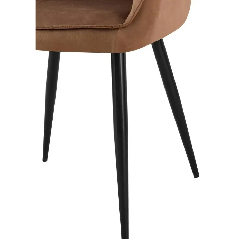 CLP Eetkamerstoel Boise mat zwart Frame - Fluweel - bruin