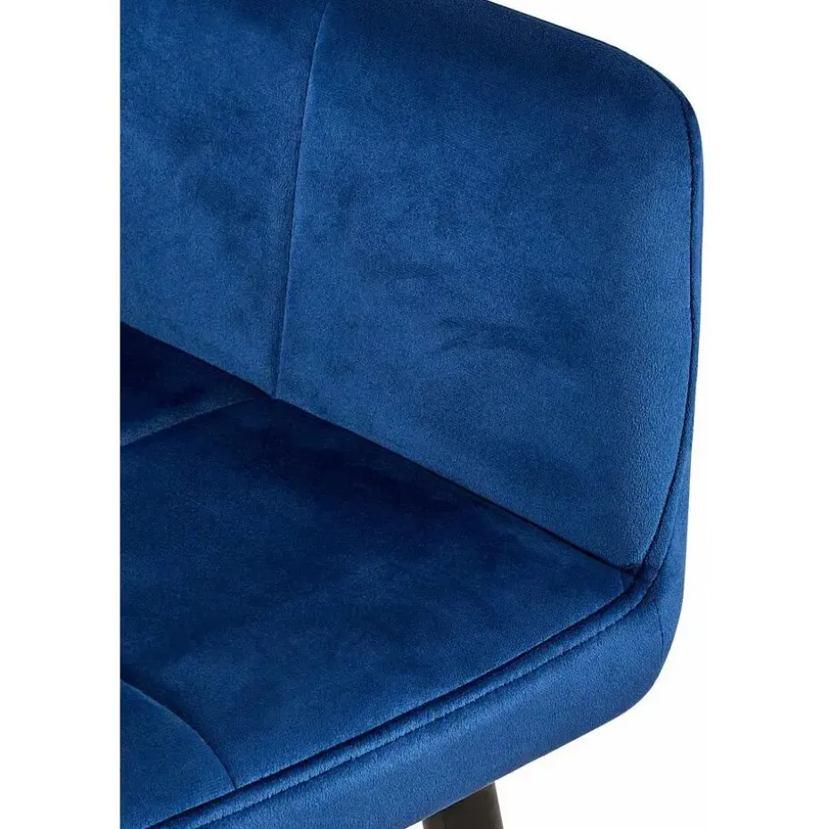 CLP Eetkamerstoel Emia zwart Frame - Fluweel - blauw