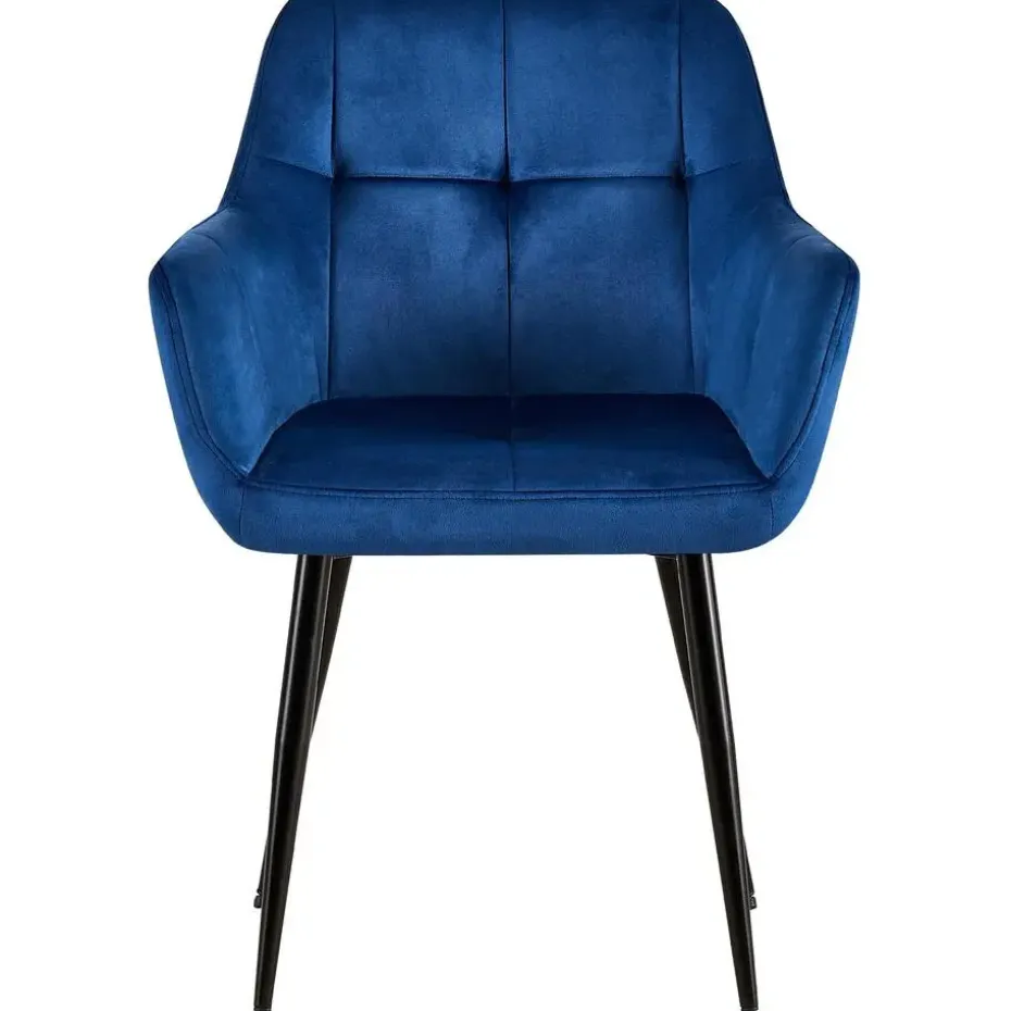 CLP Eetkamerstoel Emia zwart Frame - Fluweel - blauw
