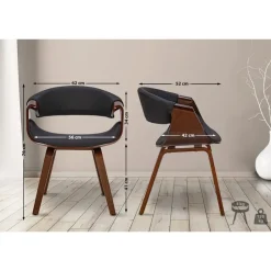 CLP Eetkamerstoel Foley walnoot Frame - Stof - walnoot/zwart