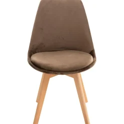 CLP Eetkamerstoel Linares natura Frame - Fluweel - donkerbruin