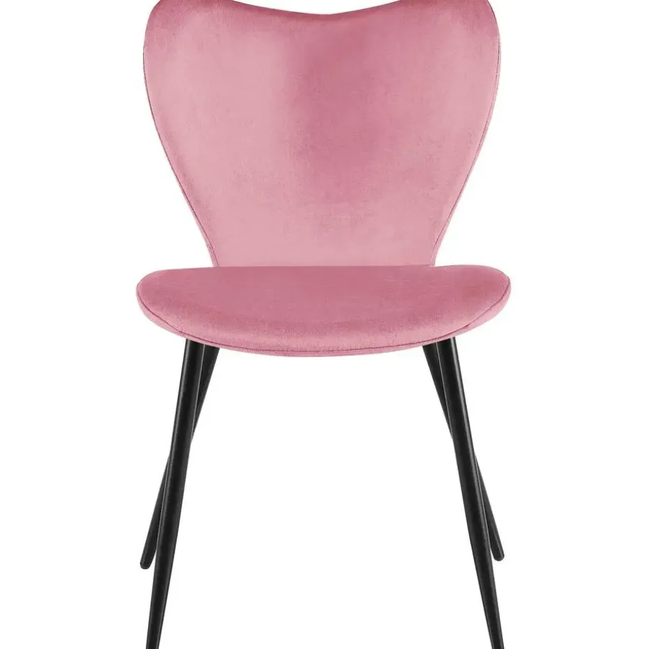 CLP Eetkamerstoel Maika zwart Frame - Fluweel - roze
