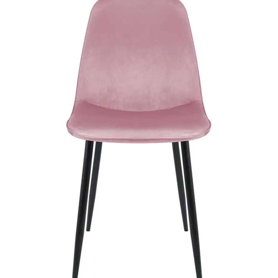 CLP Eetkamerstoel Maryam zwart Frame - Fluweel - roze